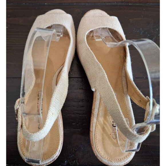 City Classified Alina Beige Slingback Cork Wedge Sandal/Pre-owned, Sz. 7 - Picture 7 of 10